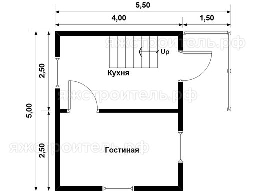 ДК-12 - каркасный дом 5.5х4 - планировка 1 этажа