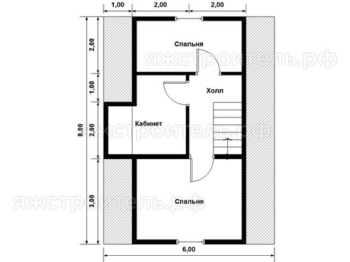 ДК-23 - каркасный дом 8х6 - планировка 2 этажа