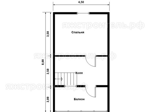 ДК-45 - каркасный дом 8х6 - планировка 2 этажа