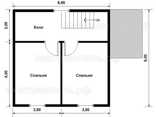 ДК-54 - каркасный дом 8х6 - планировка 2 этажа