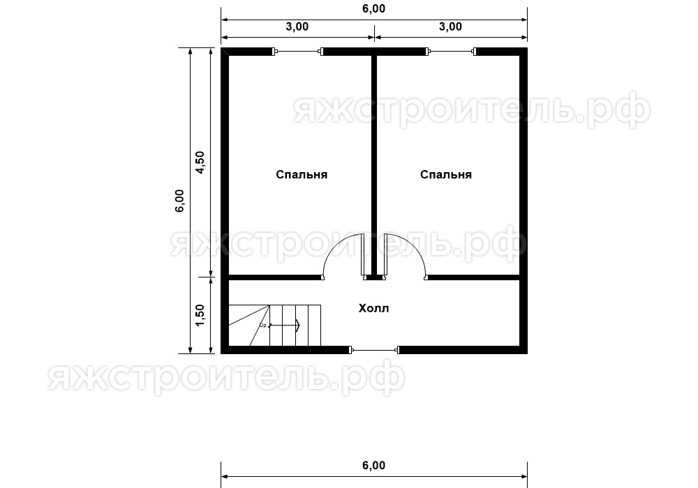 ДК-19 - каркасный дом  9х6 - планировка 2 этажа