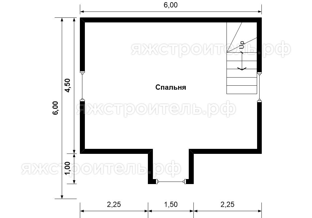 ДК-21 - каркасный дом 6х6 - планировка 2 этажа