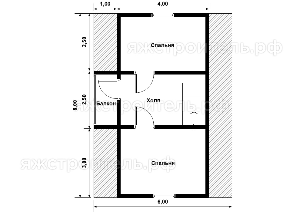 ДК-22 - каркасный дом 8х6 - планировка 2 этажа