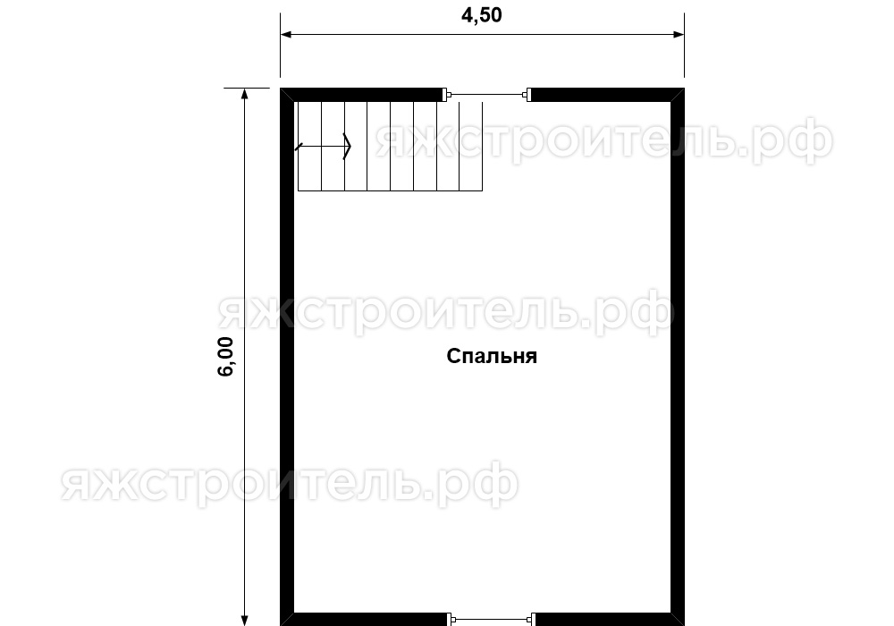 ДК-43 - каркасный дом 7.5х6 - планировка 2 этажа