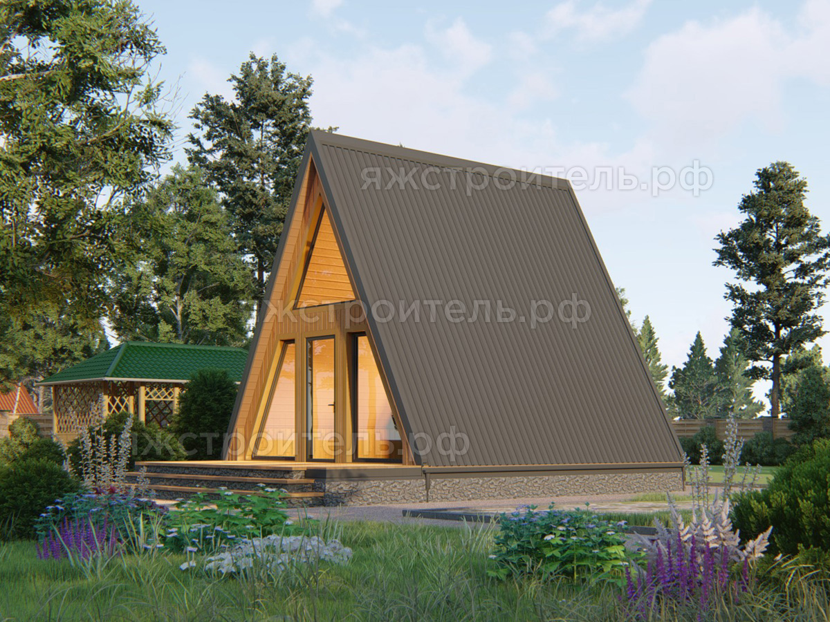 АФ-02 - дом в стиле А-фрейм 6х6 - вид 2